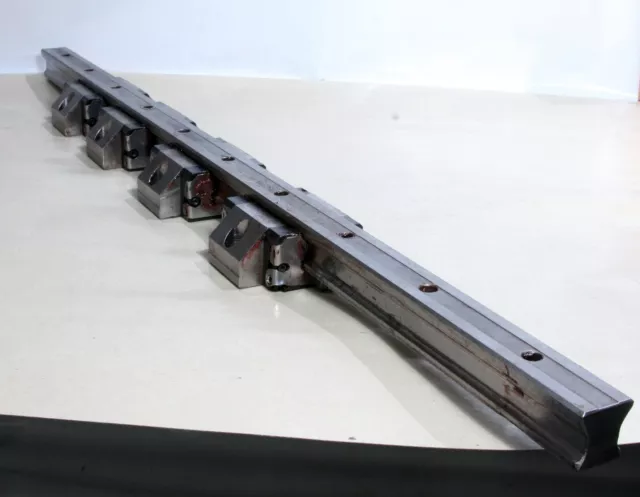 Linear Guide Rail 81Cm W/ 4X R166579420 Bosch Rexroth Ball Rail Runner Block