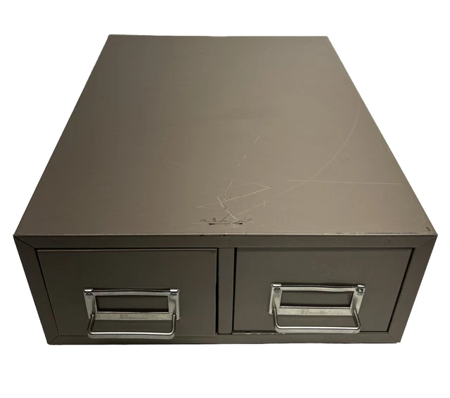 VINTAGE STACKABLE STEELMASTER Index Card Catalog File 2 Drawer