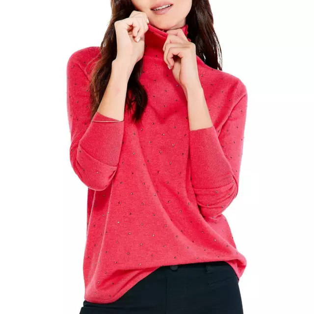 Nic + Zoe Womens Vital Twinkle Pink Shirt Turtleneck Sweater Top XL BHFO 9245