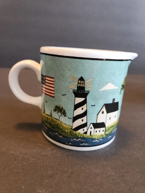 Vntg Warren Kimble COASTAL BREEZE Creamer Lighthouse Americana 1998