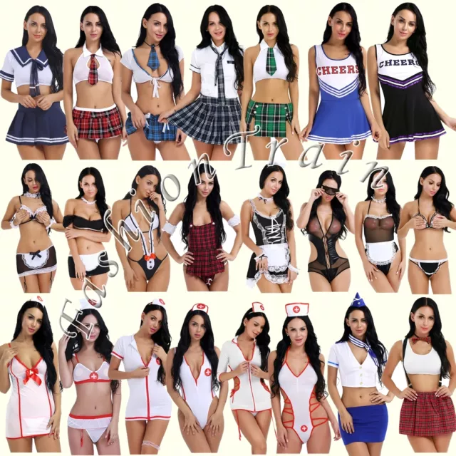 Fancy Naughty Sexy Women School Girls Costume Dress Outfit Set Halloween Cosplay