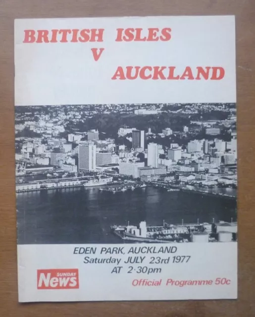 Auckland v British Lions, 23/07/1977 - Touring Match Programme.