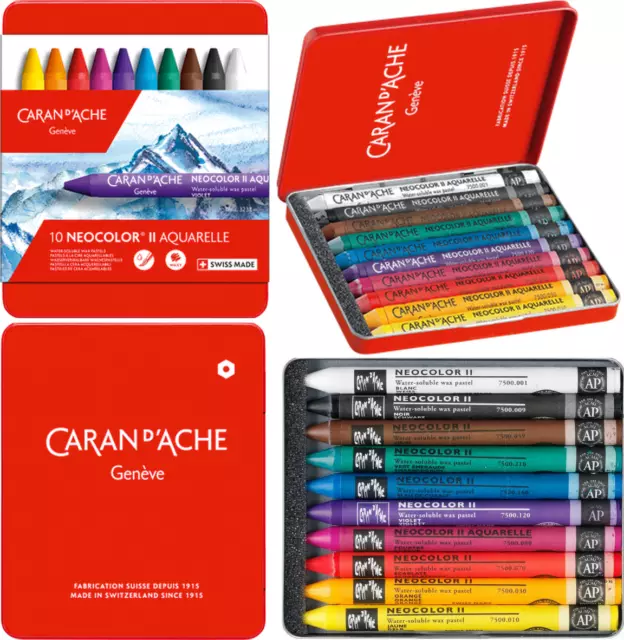 Caran d'Ache Neocolor II Water-Soluble Wax Pastels Assortment of 10 Colours