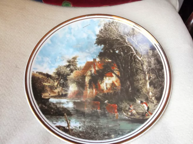 Large Bold Gilded Display Plate Fenton John Constable Valley Farm 1976 10.75"