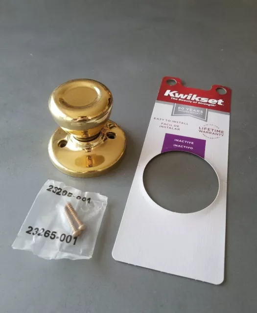 Kwikset 488T 3 CP, 94880-363  Dummy Knob Tylo Polished Brass, Hall closet, New