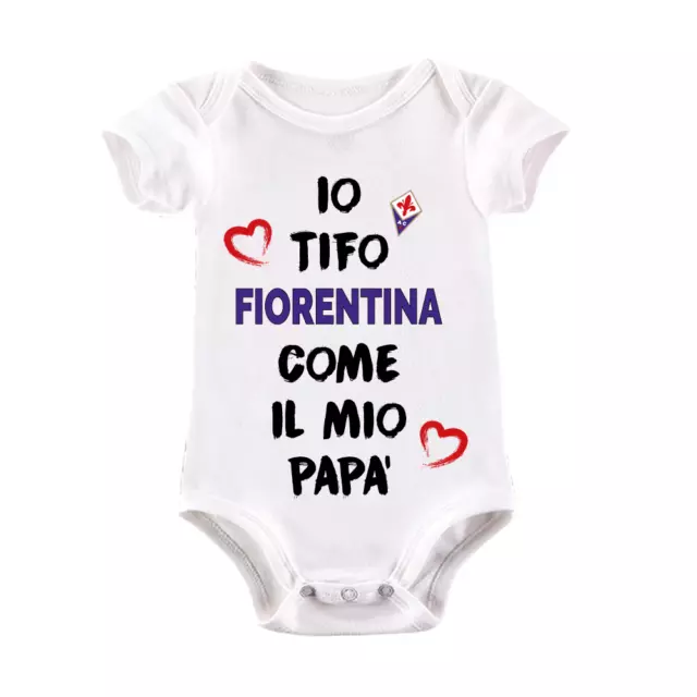 Body Cotone 100% Fiorentina Calcio Neonato Unisex Idea Regalo Sport Papa' Figlio