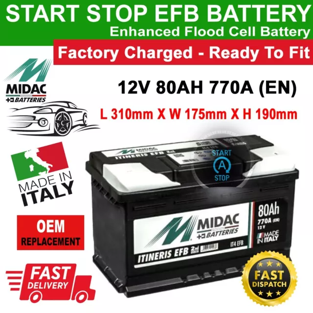 MIDAC IT4 EFB Car Battery Start Stop = VARTA F21, BOSCH S5 A11, EXIDE EK800