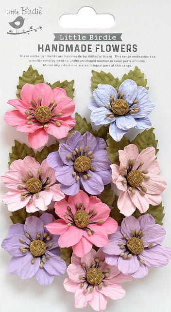 Little Birdie Wendy Paper Flowers 9/Pkg-Fairy Sparkle - 3 Pack