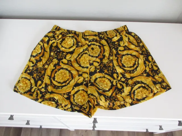 Versace Silk Pajama Shorts Barocco Print Unisex Size 5 Large