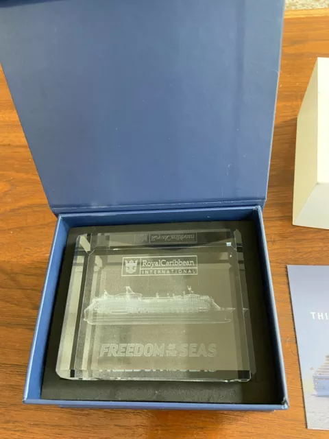 Royal Caribbean Cruise Freedom of the Seas Crystal Paperweight w Box Please Read