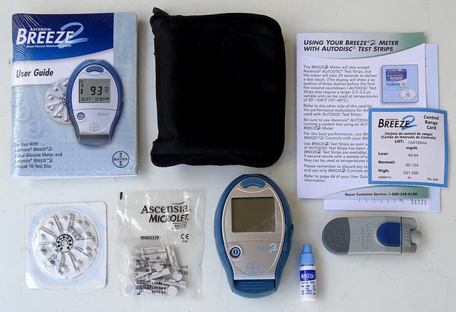 Sistema de Monitoreo de Glucosa en Sangre Breeze 2 CADUCADO 2009 10 Tiras Retestativas Microlet