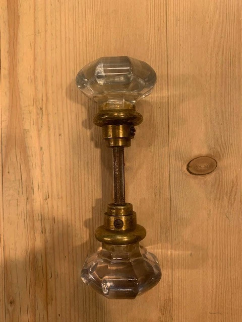 Vintage / Antique Crystal Clear Glass Double-Handle 2" Door Knob