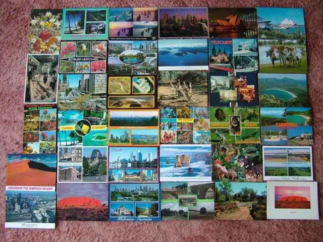 35 Postcards of AUSTRALIA.  All used with stamps..