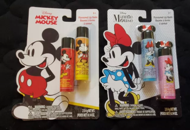 DISNEY MICKEY MOUSE & Minnie Mouse Lip Balm Total 4 items. Ages 3 and ...