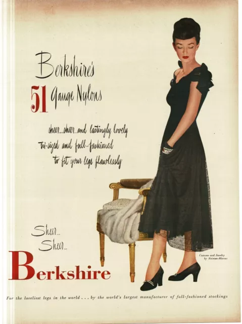 1946 Berkshire 51 Gauge Nylons Stockings Stylish Woman Vintage Print Ad