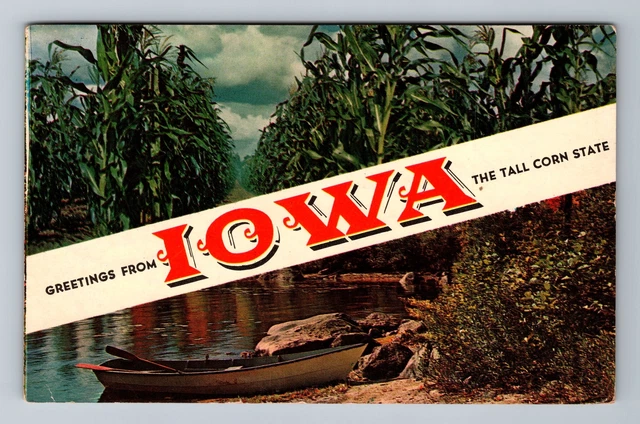 Banner Greetings From Iowa, Tall Corn State Vintage Postcard