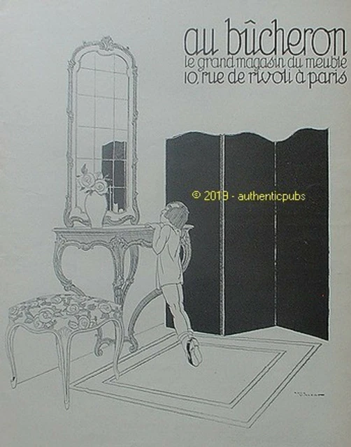 Publicite Au Bucheron Magasin Meuble Signe Rene Vincent De 1926 Ad Pub Art Deco