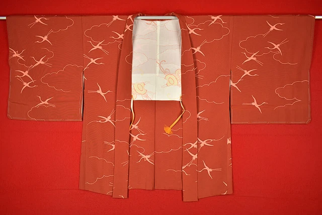 Vintage Japanese Kimono Silk Antique BORO HAORI Kusakizome Dyed/B020/505