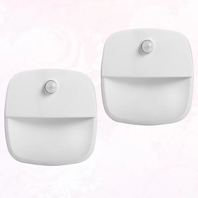2 Pcs White Closet Lights Stair Battery Powered Automatic LED