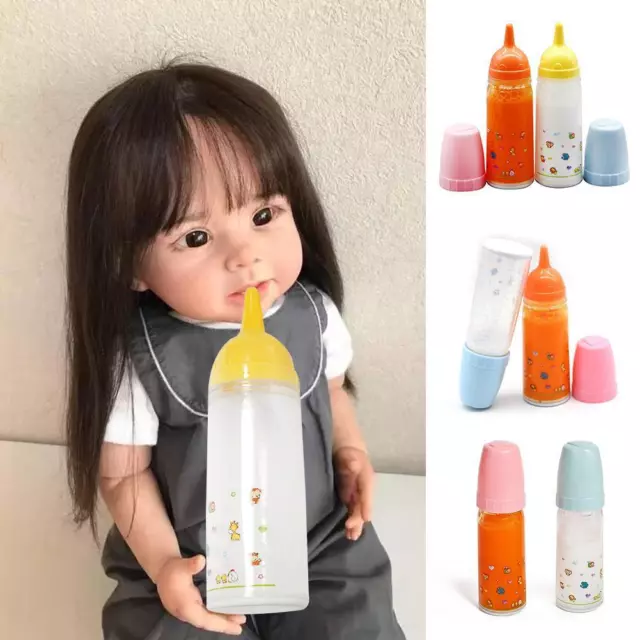 Set of 2 Pretend Play Baby Bottles with DisappeaRings Milk for Kids Hot Z1