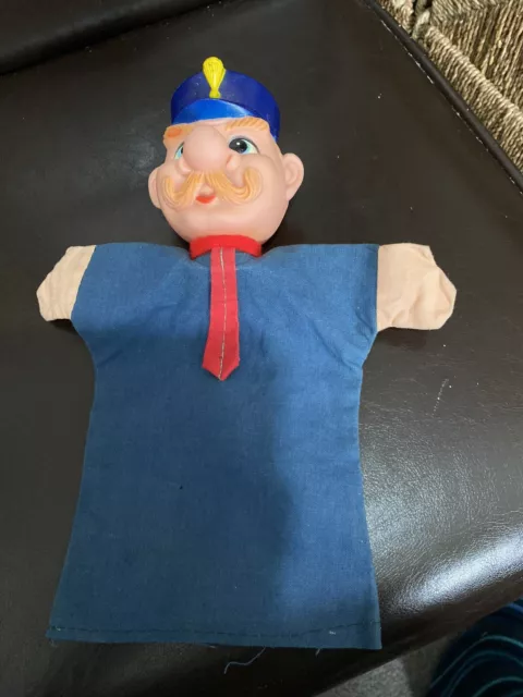 Vintage old toy Hand Puppet Rubber Vinyl Face Mr Rogers toy police officer cop