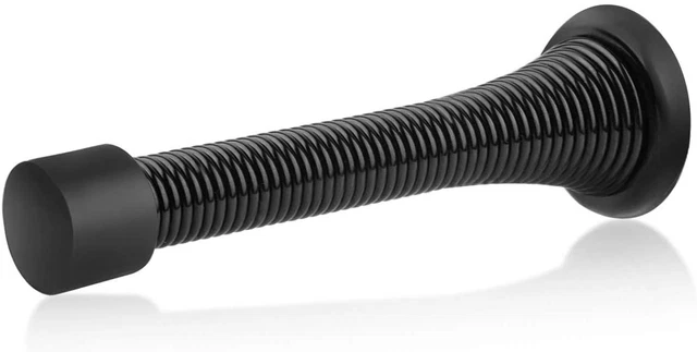 12 Pack Black Spring Door Stops,3-1/8" Heavy Duty Door Stop - Flexible Spring Do