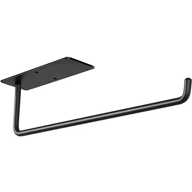 Soporte de tela de cocina negro debajo del gabinete, soporte de tela autoadhesivo mancha R5B9