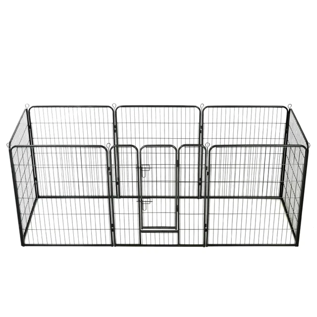 Hunde-Laufgitter 8 Paneele Stahl 80 x 100 cm Schwarz