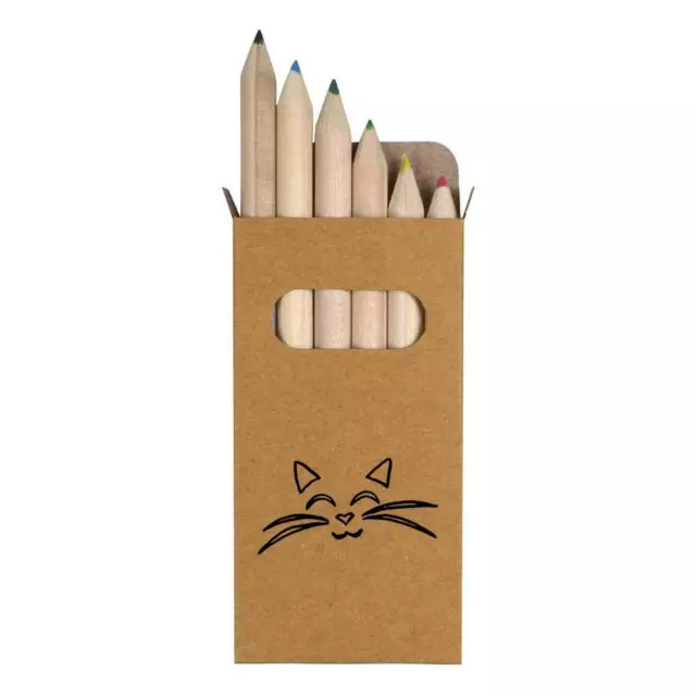 6 x 'Cara de Gato' Set corto de lápices de 85 mm / lápiz de color (PE00009485)