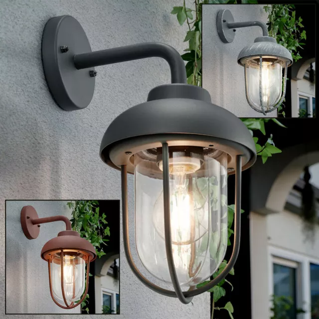 Außenlaterne Wandlampe Leuchte LED Glas Industrie Stil Garten Hof Strahler ALU