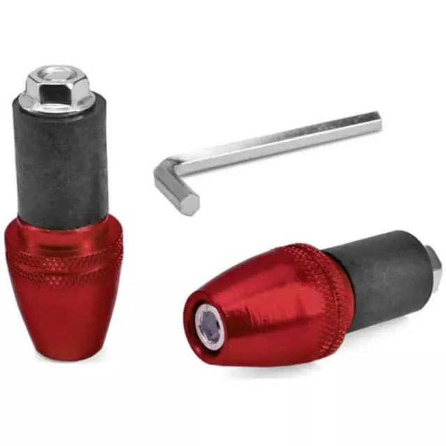 Paire Contrepoids Du Guidon Conical Rouge Universel Moto Scooter Haltères BAR