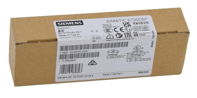 5x Siemens Simatic S7 ET200SP Base-Unit – 6ES7 193-6BP00-0BA0, Original Neu