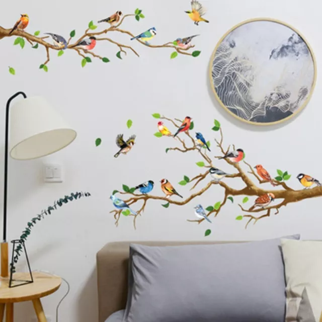 Waterproof Office Background Wall Stickers with Bird Tree Branch Pattern