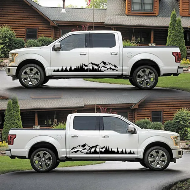 Black Tree Mountain Forest Decal Car Truck SUV Side Body Vinyl Sticker 190x32cm