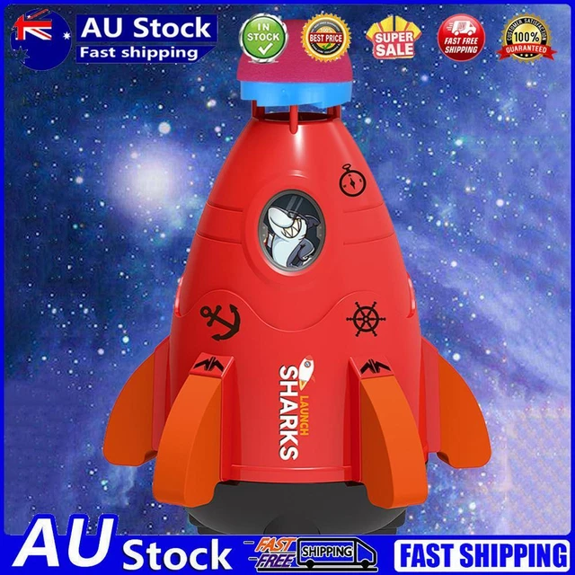 Space Rocket Sprinklers Rotating Water Powered Launcher Summer Fun Toys (Red)