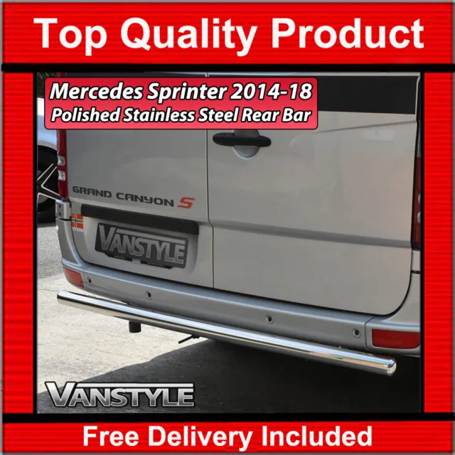 Fits Mercedes Sprinter 14-18 Polished Chrome Rear Bar Bumper Protector S.steel