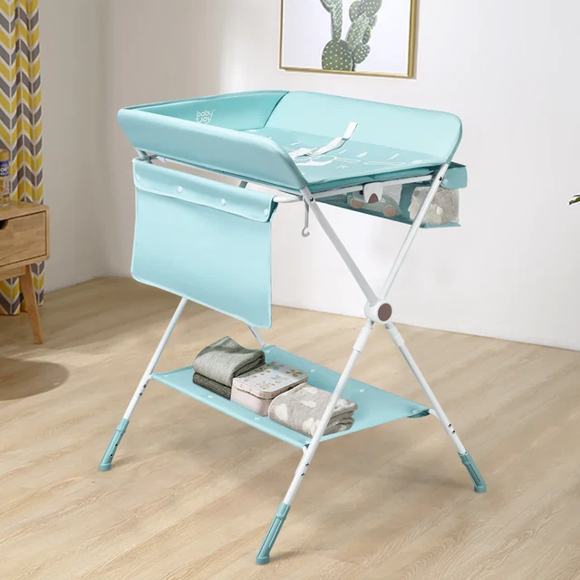 NNECW Portable Multi-purpose Diaper Station with Storage Rack and Adjustable Hei