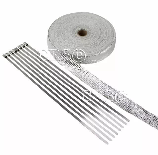 Metal Aluminized Fiberglass Tube Hose Pipe Heat Wrap Kit Turbo Heat Shield 50 Ft