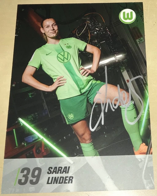 SARAI LINDER ORIGINAL Signierte Autogrammkarte Wolfsburg DFB Frauen