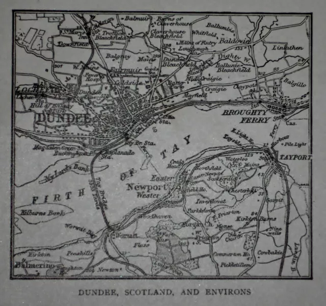 L@@K! Sm Antique 1917 World Atlas Maps of Dundee & Edinburgh Scotland & Environs