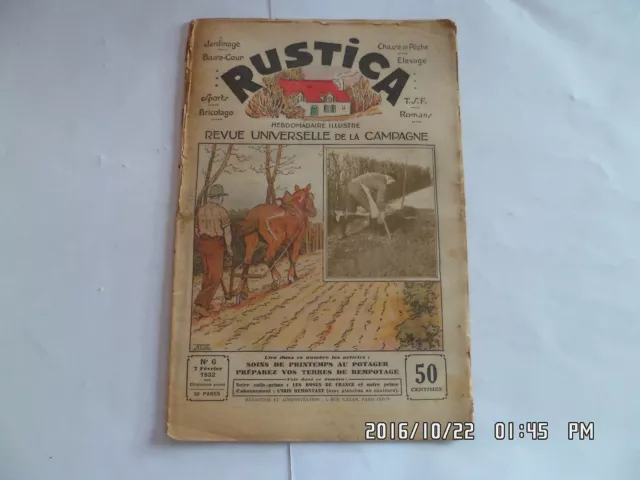 Rustica N°6 7/2/1932 Soins De Printemps Au Potager Poulailler Spaniels      H6