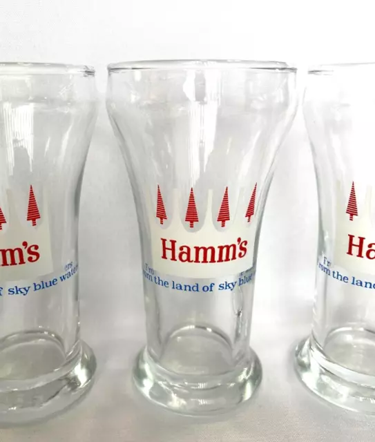 Hamm's Red Trees 7oz. Sham Glass, "From The Land Of Sky Blue Waters"