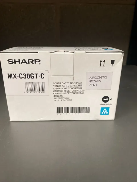 Genuine Original Sharp Cyan Toner Cartridge MX-C30GT-C