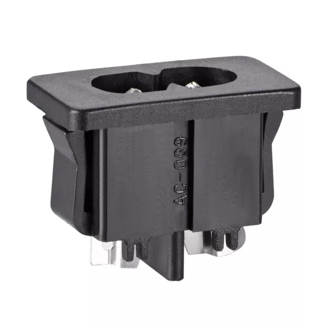 C8 Panel Mount Plug Adapter AC 250V 2.5A 2 Pins IEC Inlet Module Straight 3