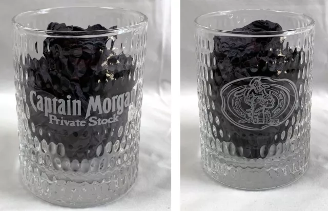 New Captain Morgan Rum Private Stock Cocktail Glass Etched