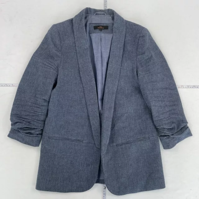 NEXT Jacket 14 Blue Womens Ruched Sleeve Blazer Smart Open Front