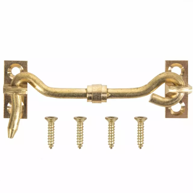 5x SOLID BRASS 3"/75mm CABIN HOOK Shed Door/Patio Gate Latch/Catch/Hutch Lock