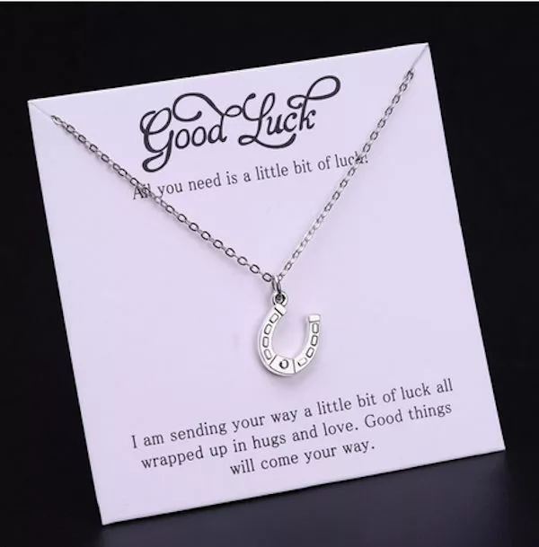 HORSE & WESTERN JEWELLERY JEWELRY  LADIES GOOD LUCK HORSESHOE NECKLACE SILVER c
