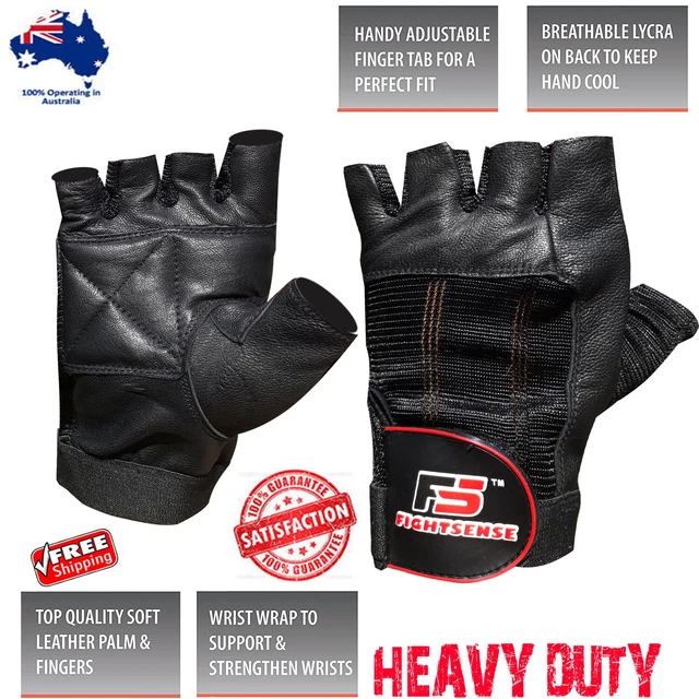 Best WEIGHT LIFTING WORKOUT Training Motorcycle LEATHER Gym FINGERLESS Gloves
