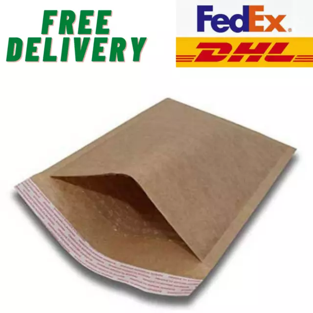 6"x10" #0 Brown Kraft Paper Bubble Envelopes Mailers 100 to 500 - FREE SHIPPING